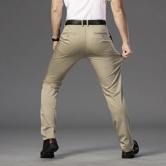 Men's Spring Autumn Fashion Business Casual Long Pants Suit Pants Male Elastic
