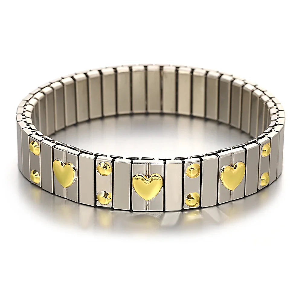 Freetry 18K Gold Plated Stainless Steel Adjustable Bracelet Fashion Elastic Metal Bracelet Trendy Jewelry Accessories Official