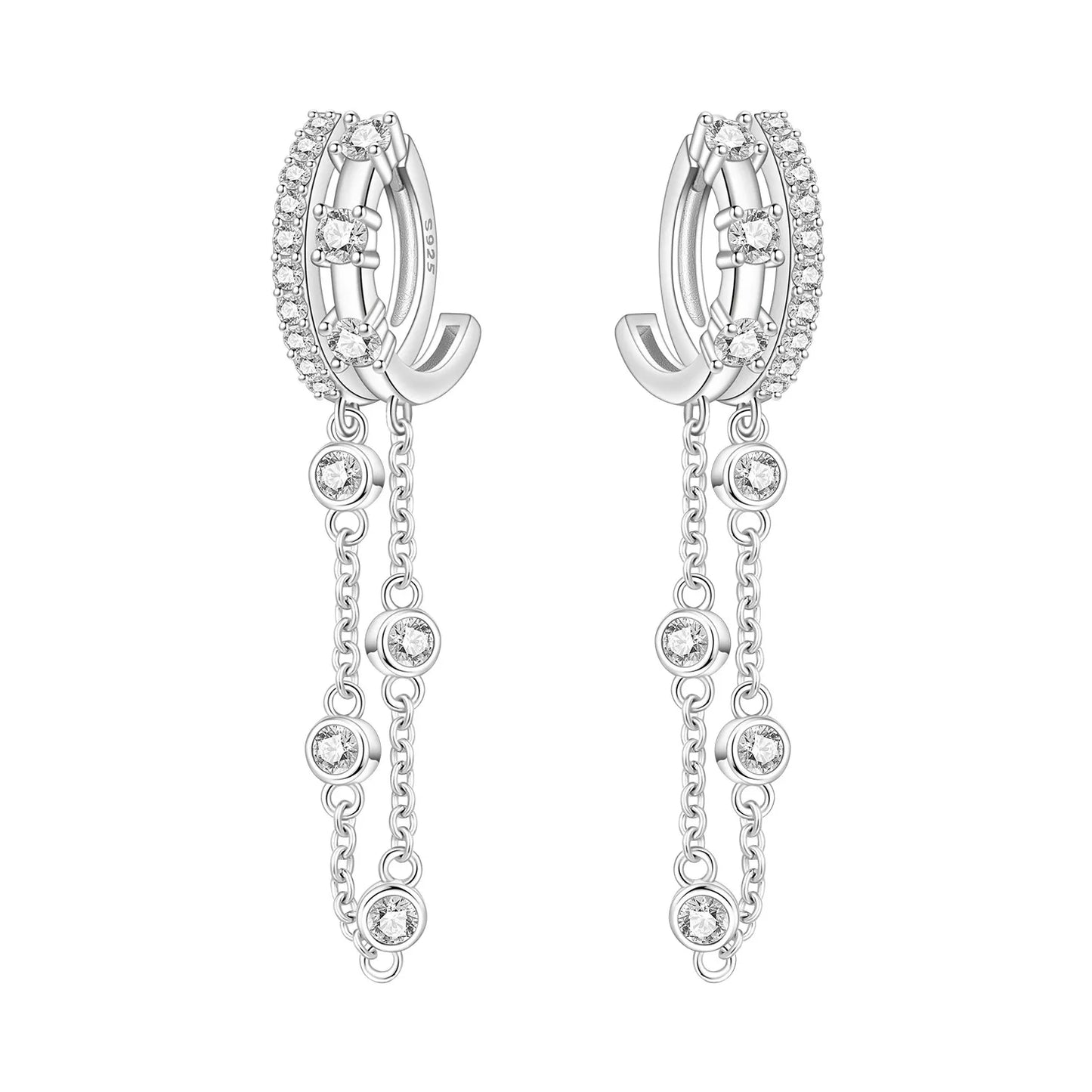 PANPOKI 925 Sterling Silver Multi Layer Starry Tassel Drop Earrings Women Earrings Charm Trend Versatile Party Jewelry Gifts