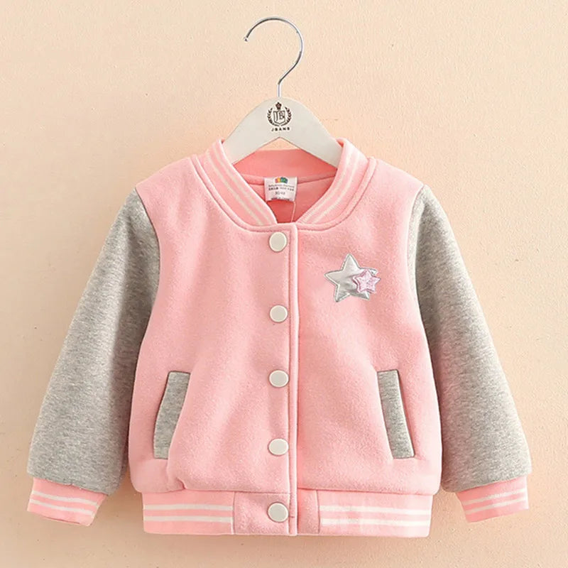 Fashion Children Color Patchwork Mandarin Collar Plus Velvet Jacket For Baby Kids Girls