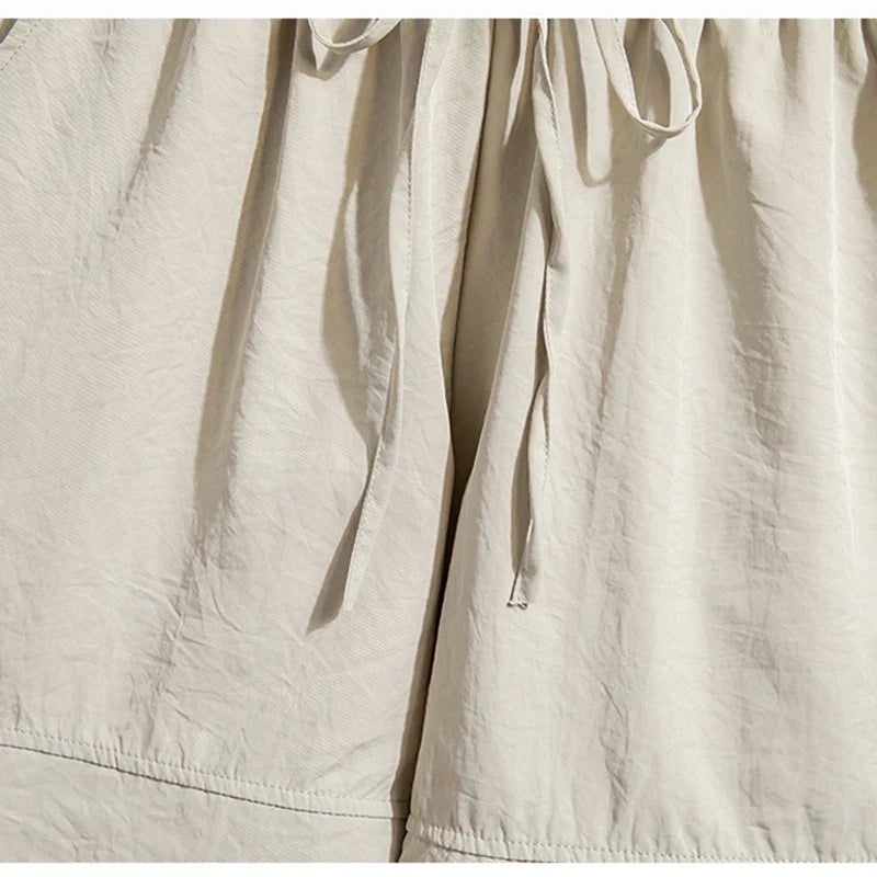 Plus Size Summer Shorts For Women 2025 Summer Ice Silk Drawstring Large Size Loose Shorts Women Korean Streetwear Shorts Female