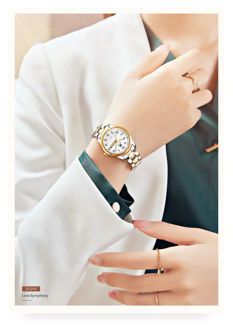 OLEVS 5567 Women's Watch Original Luxury Brand Stainless Steel Waterproof Quartz Women's Watch Elegant Date Zhou Women's watches