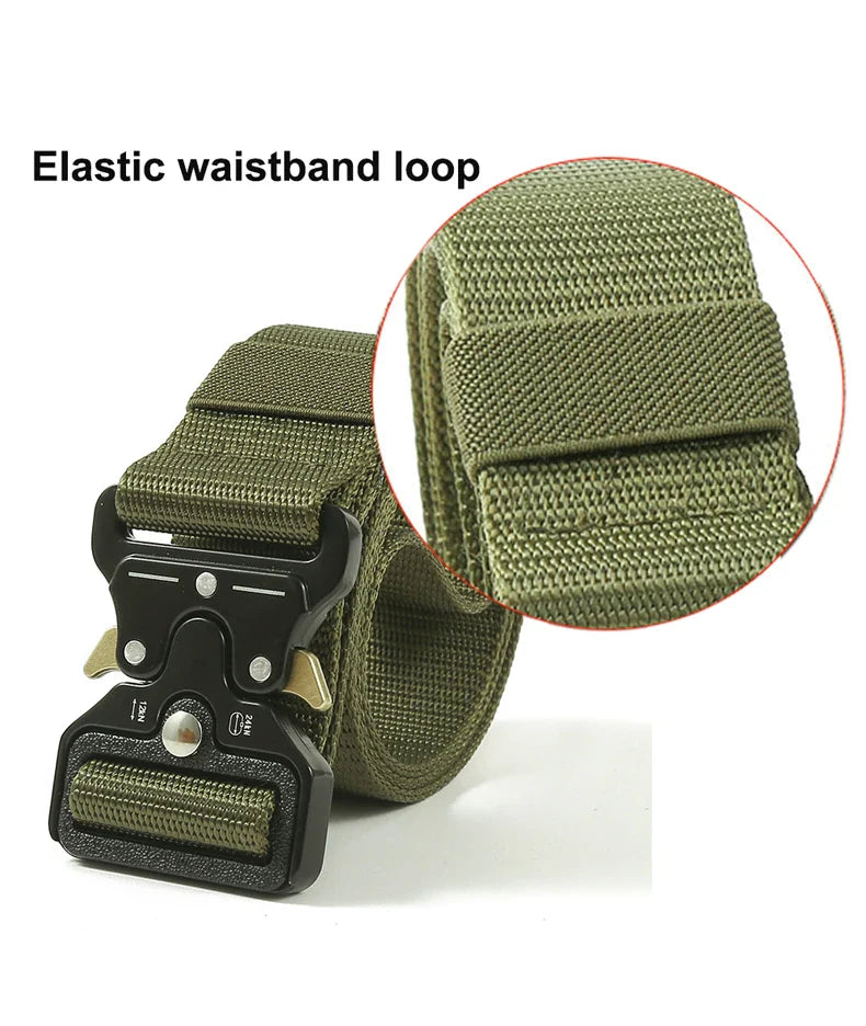 Men Tactical Belt Quick Release Outdoor Zinc Alloy Buckle Belt Soft Real Nylon Sports Hiking Camping Hunting Belt