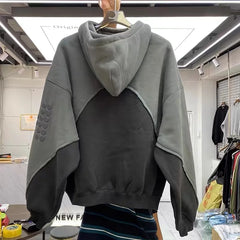 Three-dimensional foam splicing color hoodie plus fleece hoodie men and women