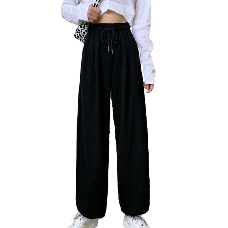 Women Casual Solid Color Baggy Loose Cinched Bottom Sweatpants Drawstring