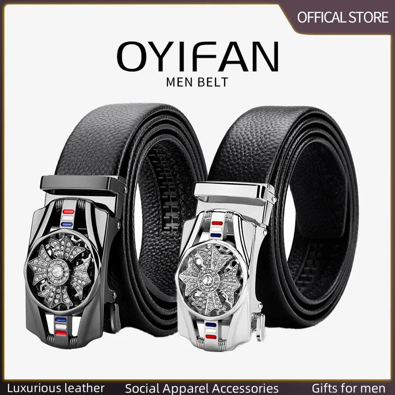 Men's Belt Leather Men Belts Waistband Automatic Belt for Man Mens Male Genuine Waist belts Business belts