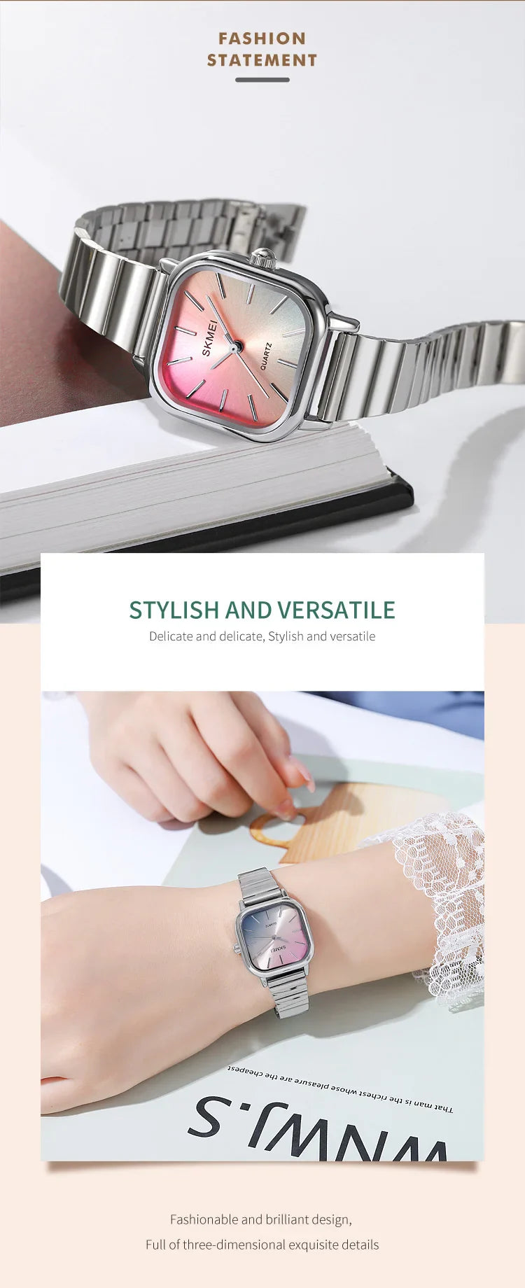 Skmei Women’s Bracelet Quartz Watches Luxury Stainless Steel Strap Waterproof Casual Analog Wristwatch Fashion Female Time