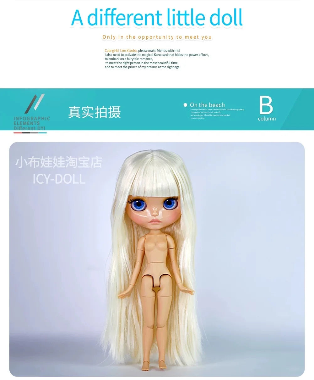 ICY DBS Blyth Doll Tan Skin Matte Face Glossy Face Pouting Lips 30CM BJD 19 Joints Body Doll DIY Make Up Costume Doll Gift Toy