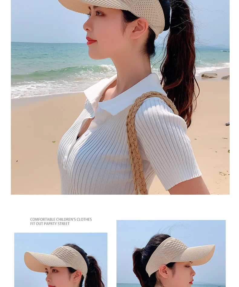 Anti-UV Sun Hats Breathable Adjustable Empty Top Visor Caps for Men