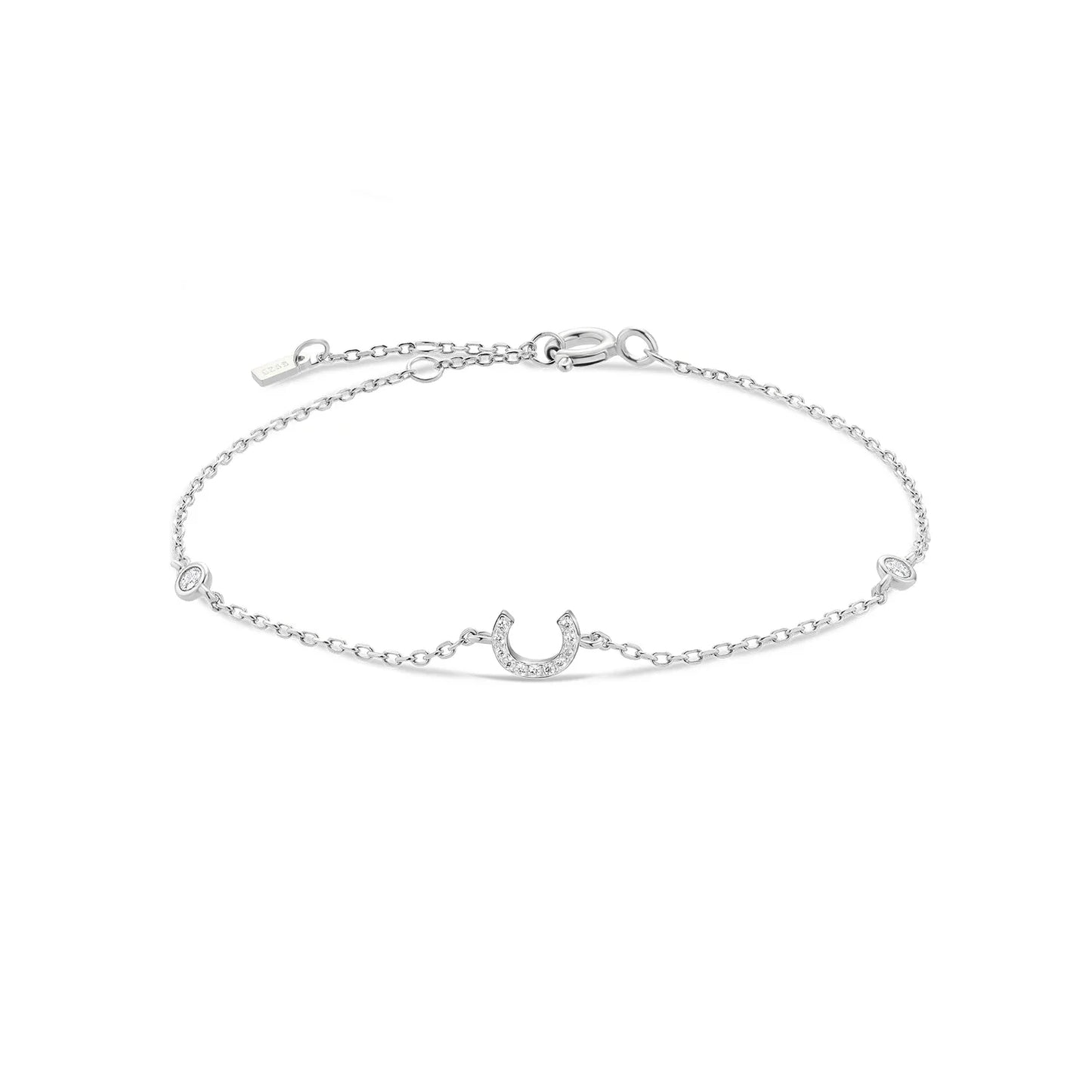 VEWANT 925 Sterling Silver Monogram Letter A - Z Initial Charm Chain Bracelet Luxury Wedding CrystalFine Jewelry