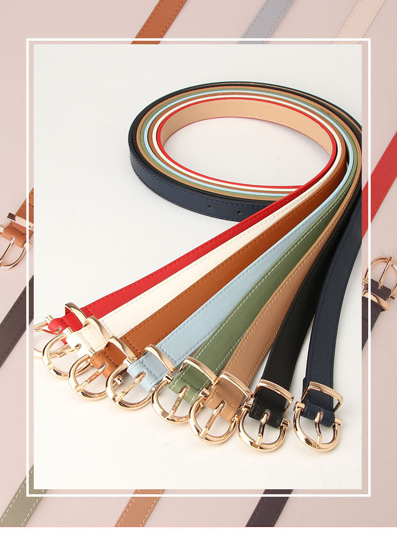2023 Women Belts New PU Leather Simple Metal Buckle Belt Girls Dress Jean Pants Waistband Belts for Lady Luxury Designer Brand