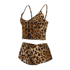 Leopard Bra Set Women Wireless Soft Lingerie Set Crop Top Panty 2 Piece