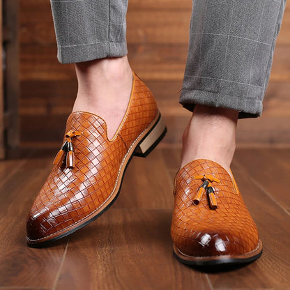 Fashion Formal Leather Shoes for Men Dress Business Shoes Male Geometric Oxfords Party Wedding Casual Mens Flats Chaussure Homme