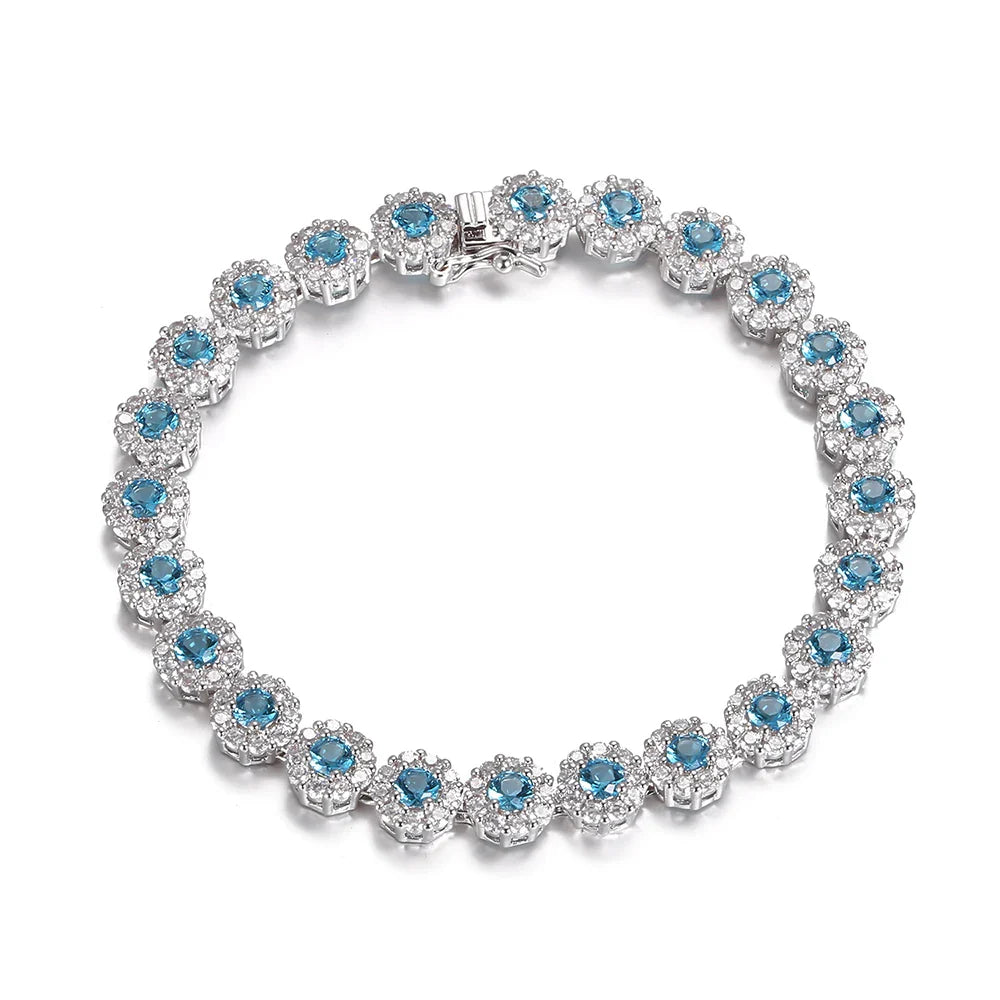 Shining Tennis Bracelet for Women S925 Silver Plated Cubic Zirconia Crystal Bangle Elegant Exquisite Jewelry Wedding Gift FCGJHW