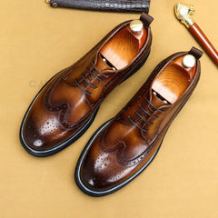 Brogue Oxfords Leather Men Shoes Genuine Leather Fashion Derby Shoes