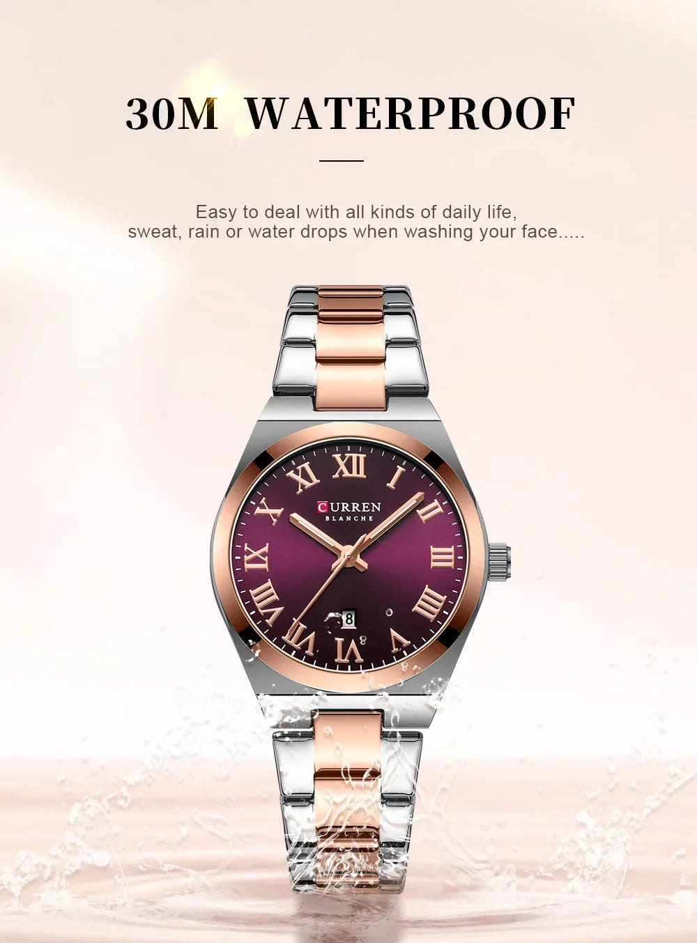 CURREN Luxury Women Watches Fashion Casual FemaleLadies Stainless Steel Quartz Wristwatches Life Waterproof Girlfriend Gift