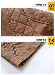 leather men plus fleece autumn and winter leather jacket wash men's coat