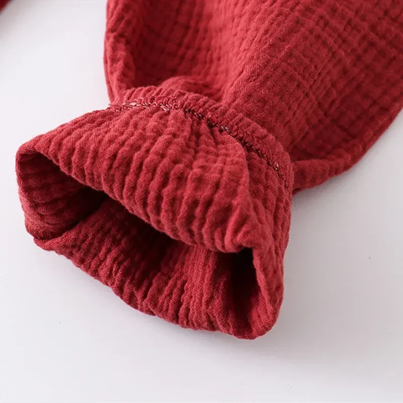 Children's Spring Summer Organic Cotton Set Boys Girls' Thin Solid Color Soft Muslin Clothes 0-6Years Soft T Shirt Wholesale