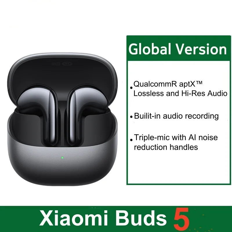Original Xiaomi Buds 5 Earphone TWS AI Active Noise Cancelling HiFi Wireless Bluetooth Sound Recording Headphone Lossless Audio