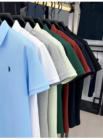 100% pure cotton high-end brand men's short sleeve polo shirt summer fashion original pony embroidery golf Paul  casual T-shirt