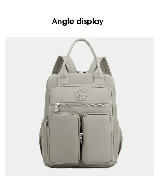 Fashion Woman Backpack Waterproof Nylon Soft Handle Solid Multi-pocket Travel Zipper Feminina School Bags Laptop Backpack