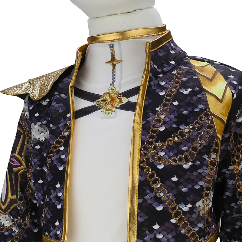 Girls' 3-piece Song Stage Shining Performance Set Halloween Dance Party Cool Girl Korean Casual Clothing Cartoon Pattern Jacket