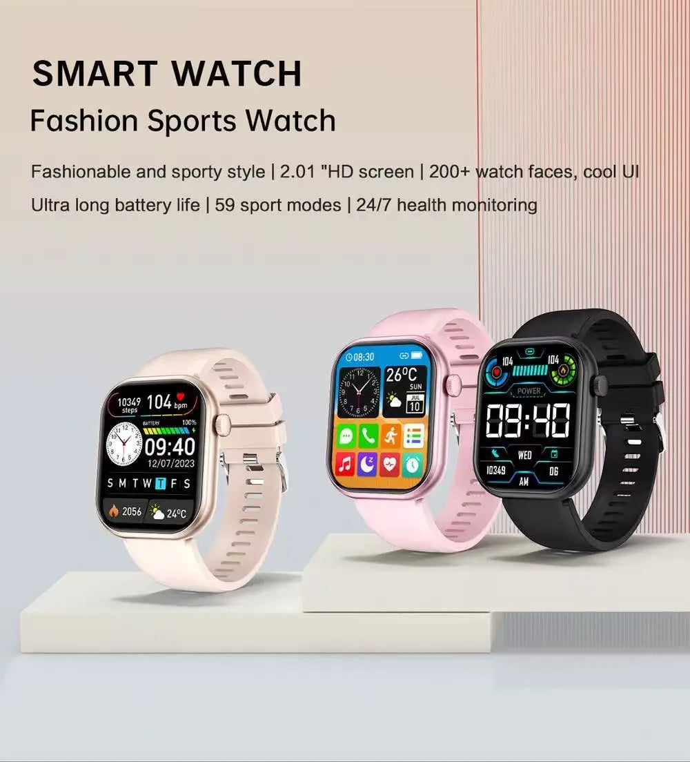 New QX7 Smart Watch Men 2.01-inch SmartWatch Bluetooth Call GPS AI Voice Heart rate Blood oxygen Android &IOS Sports Smartwatch