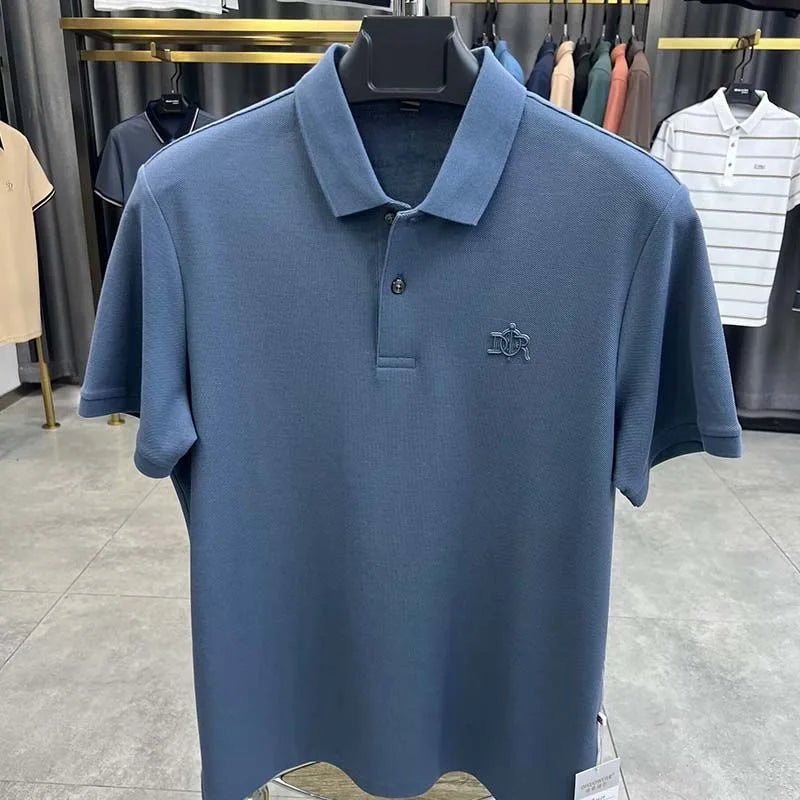 100% pure cotton high-end fashionable short sleeve summer new high-quality men's business casual polo shirt luxury brand T-shirt