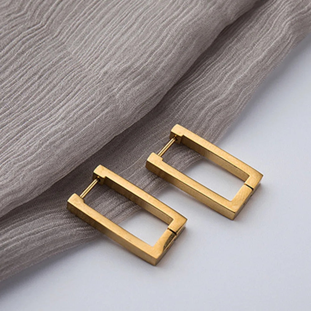 Kshmir Stainless Steel Geometric Earrings Rectangular metal Hoop earrings for Women 2023 New trendy jewelry Gift