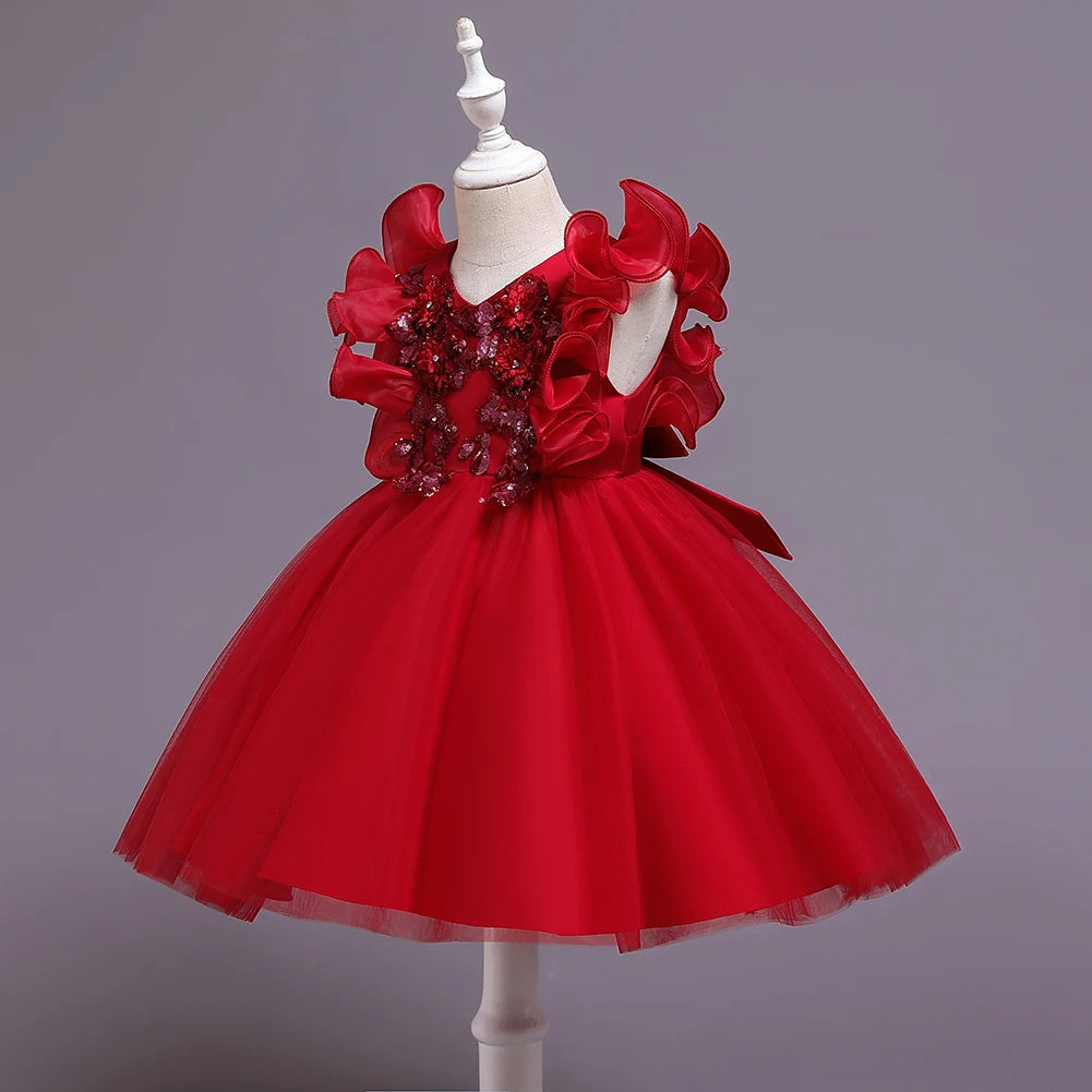 Child sleeveless performance dress, flower girl fluffy princess dress 2 To 10 Year girls  Party wear