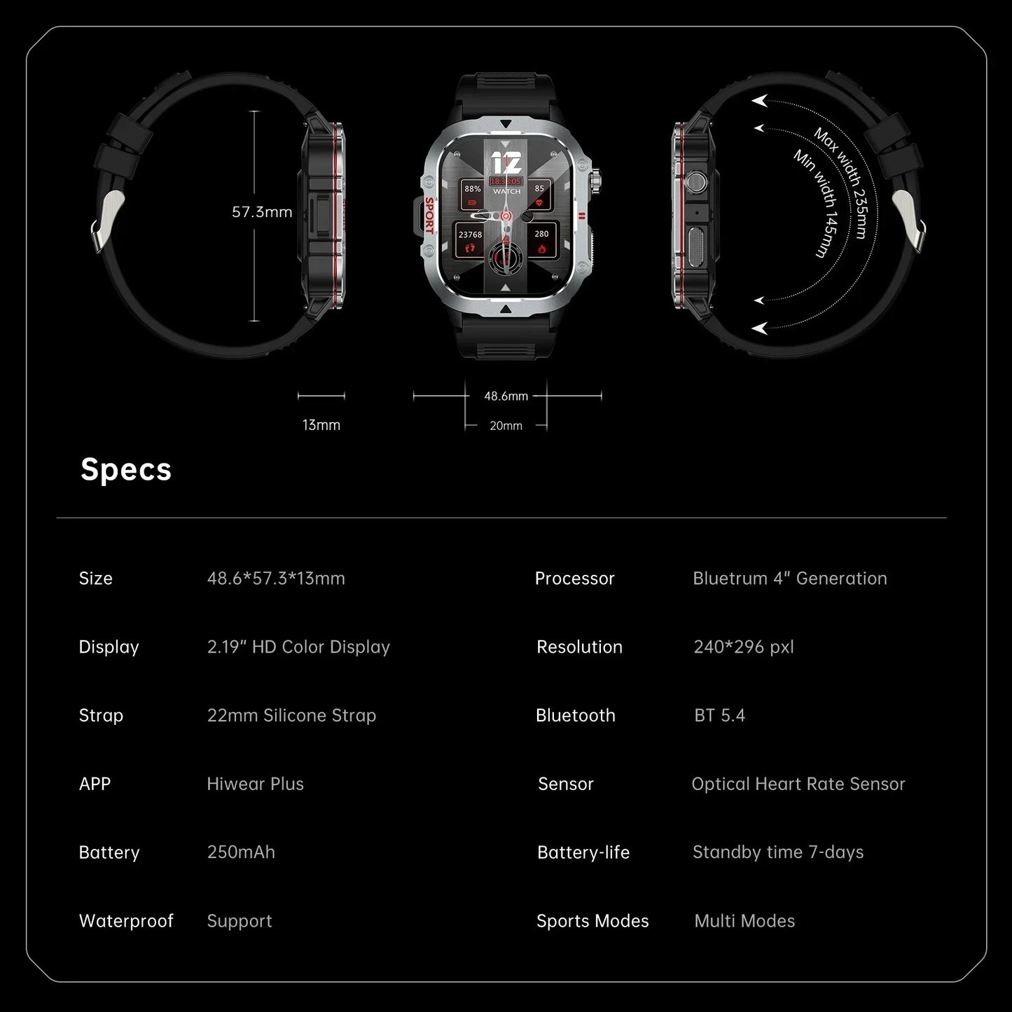 2024 New for Xiaomi Military Smart Watch Men Waterproof Outdoor Sports Fitness Tracker Health Monitor 2.19" BT Call Smartwatch