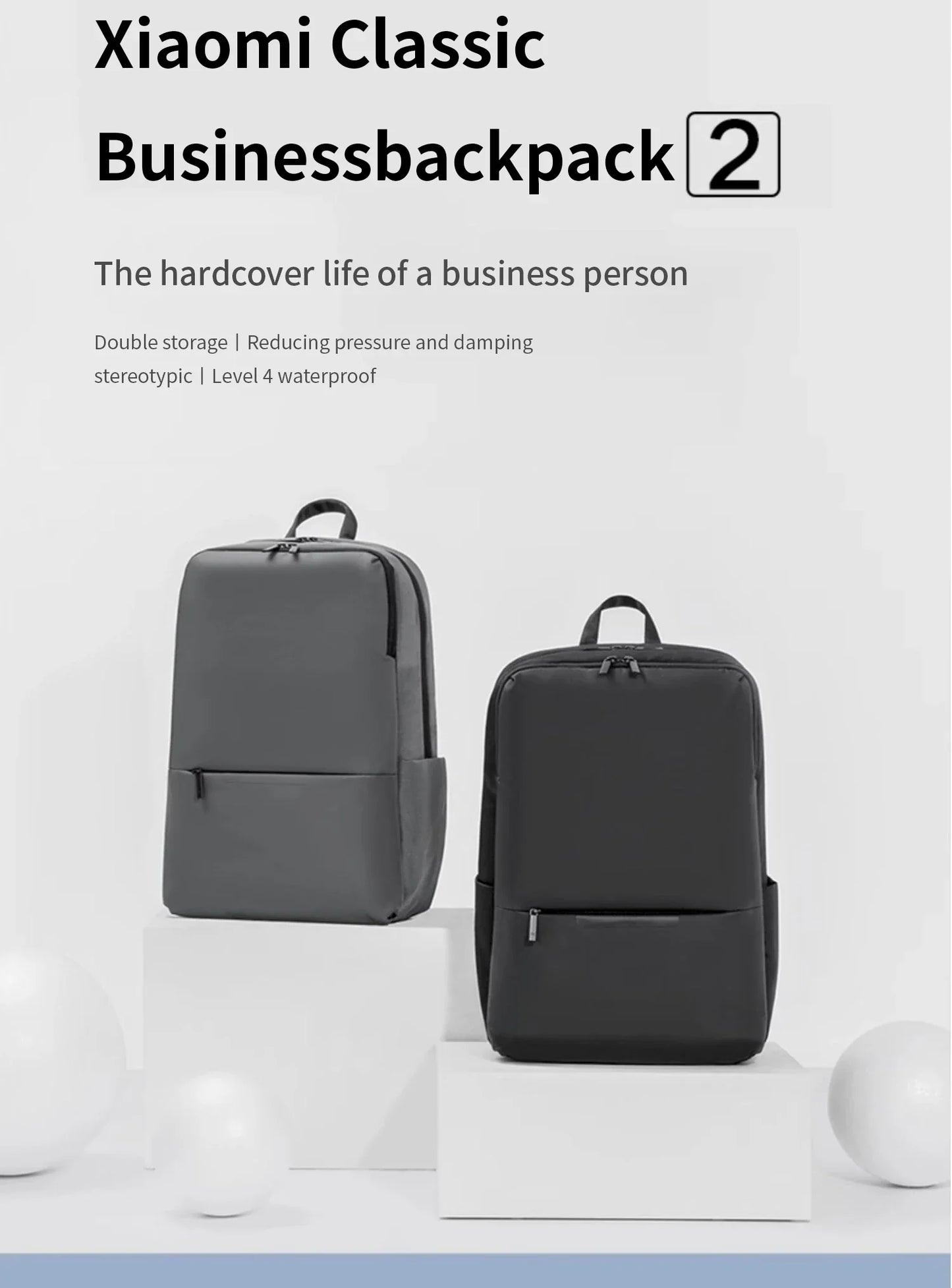 Xiaomi classic business backpack fashion laptop bag for men and women travel large capacity backpack.