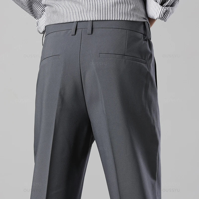 Brand Clothing Summer Ankle-Length Pants Men Stretch Business Suit