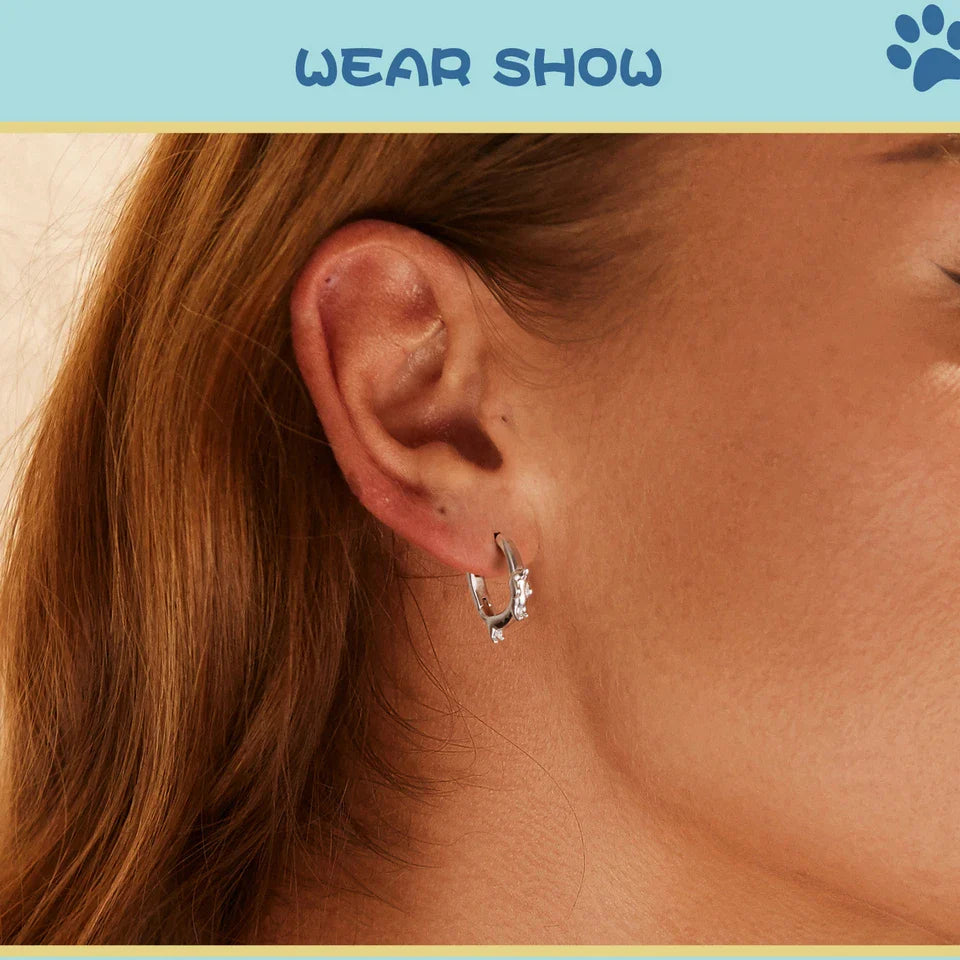 WOSTU Snake Dog Cat Ear Buckles Women 925 Sterling Silver Dachshund Hoop Earrings Girl Party Birthday Gift Minimalism Jewelry