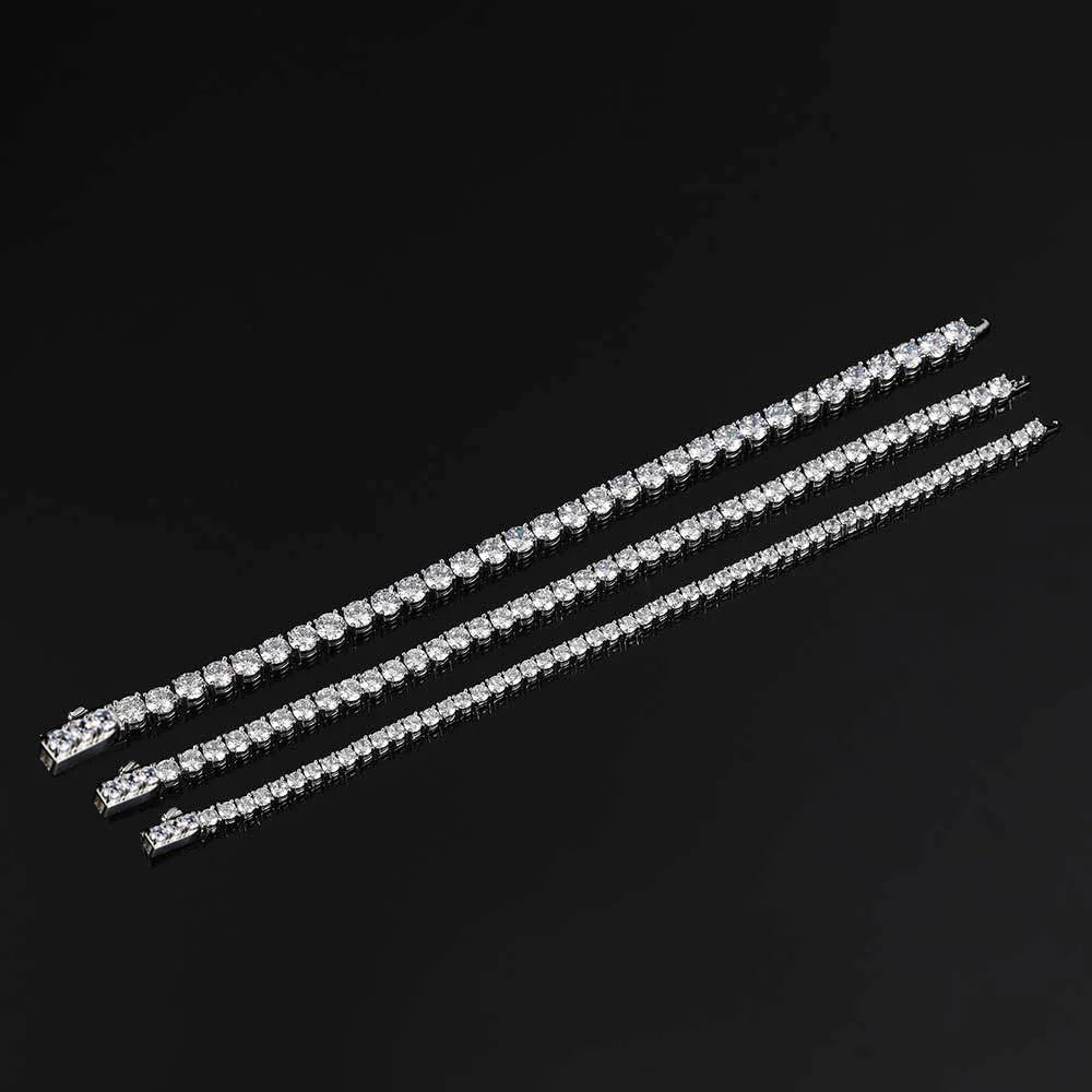ORSA JEWELS Authentic 925 Sterling Silver Tennis Chain Bracelet Moulding Process Hanmade High-end Hand Chain for Man Woman SB128