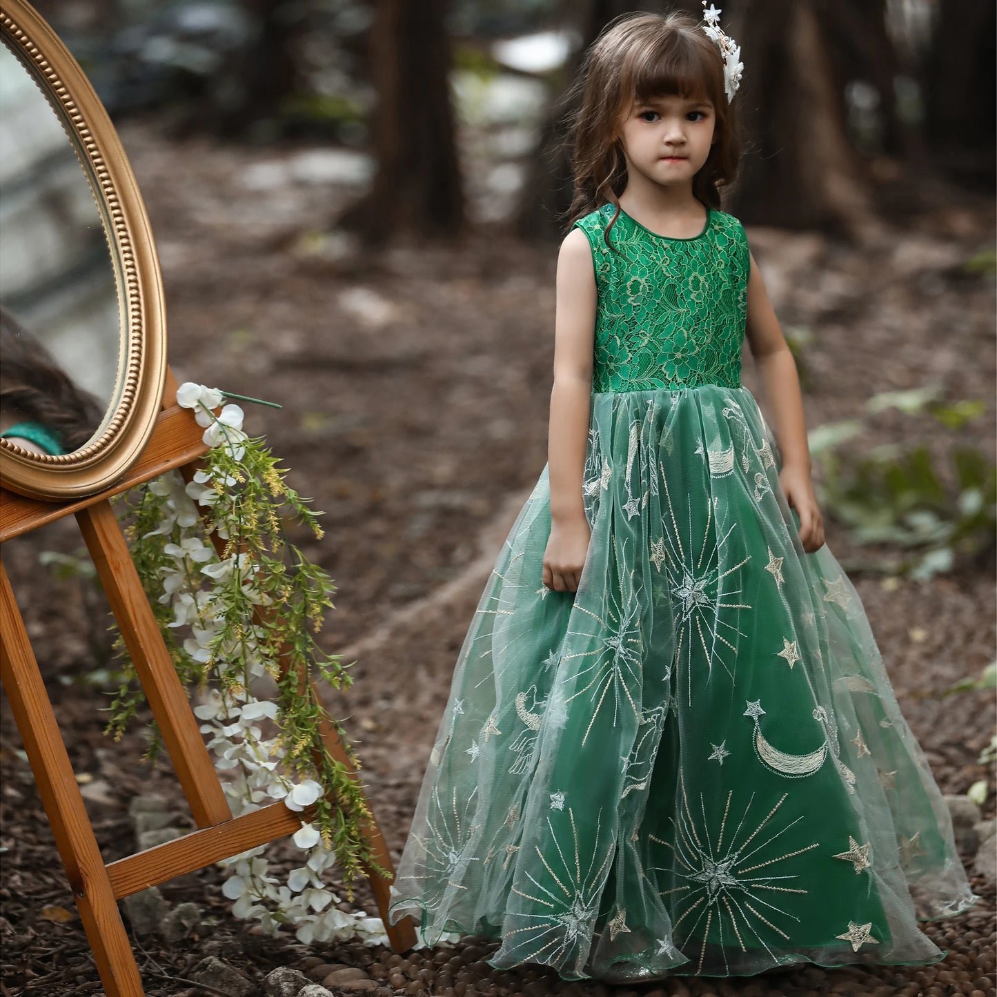 Children's dress, princess dress, girl's dress, temperament, long mesh dress, stage walk, piano performance costume