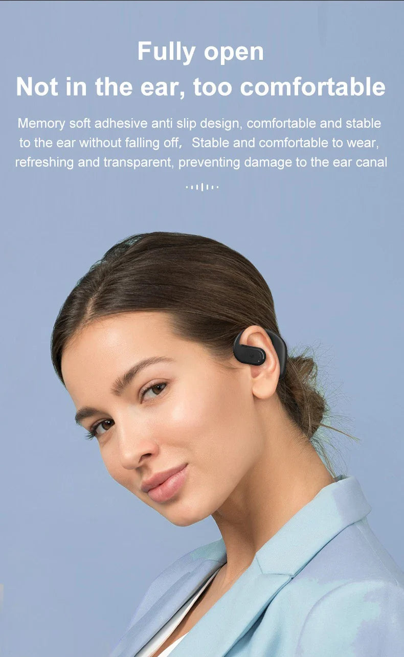 Bluetooth 5.4 Business Earphone Wireless Single Headphone with HD Mic Ear Hook HiFi Stereo Music Earbud for Xiaomi Samsung Phone