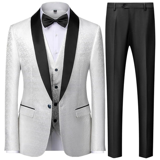 Coat Vest Pants 3 Piece Suit Set Luxury Groom Wedding Dress Party