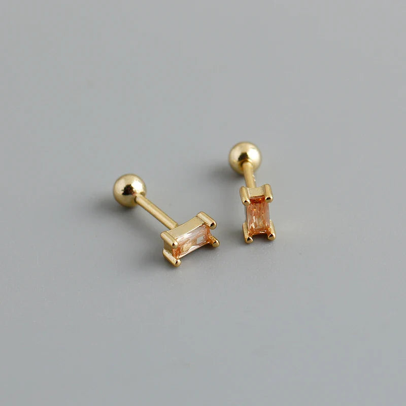 WANTME 925 Sterling Silver Fashion Korean Petal Screw Bead Stud Earrings for Women Charm Ear Bone Piercing Jewelry Accessories