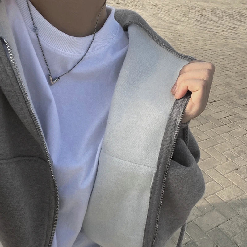 Women Hoodies Autumn Retro Solid Zip Up Oversize Sweatshirts Harajuku