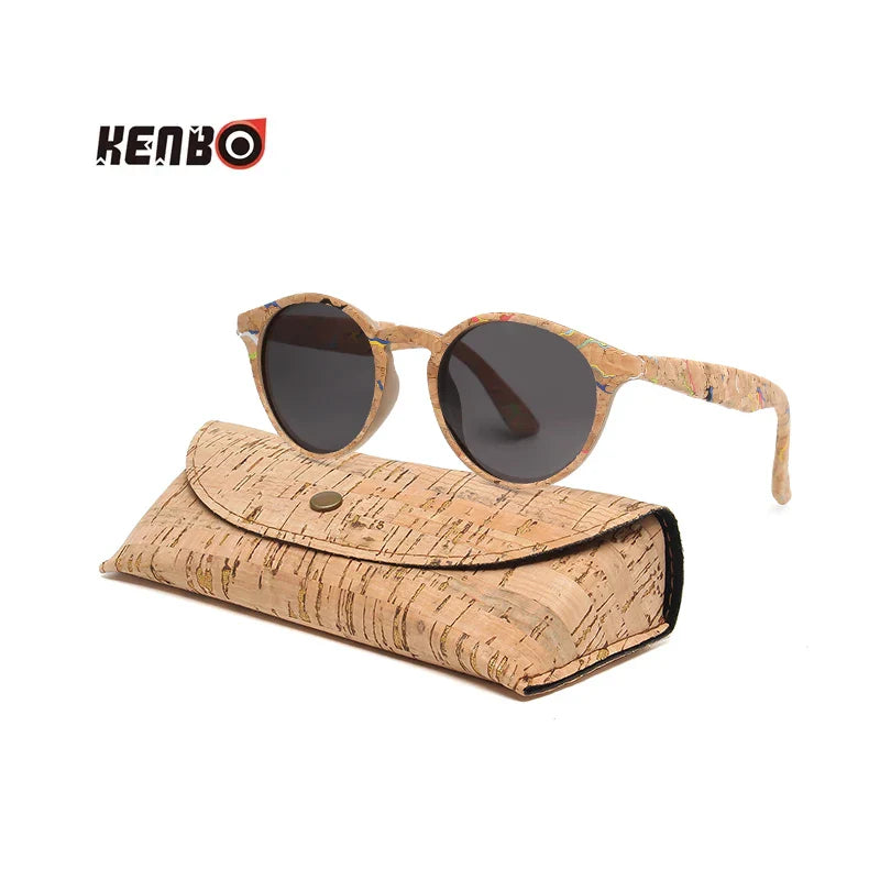 Kenbo High Quality Round Wood Bamboo Grain Polarized Sunglasses With Case Fashion Women Man Shades Wooden Sunglasses