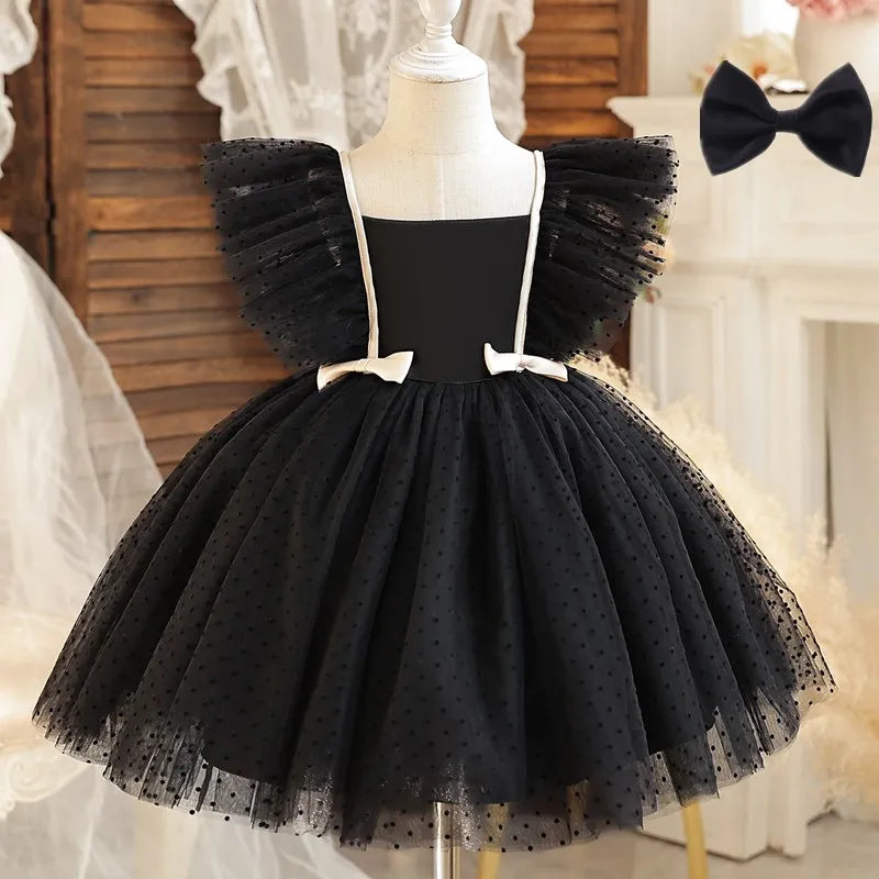 Toddler Girl Party Princess Dress Baby Champagne 1st Birthday Outfits Kids Summer Puff Sleeve Sequin Tutu Gown Girl Gala Clothes