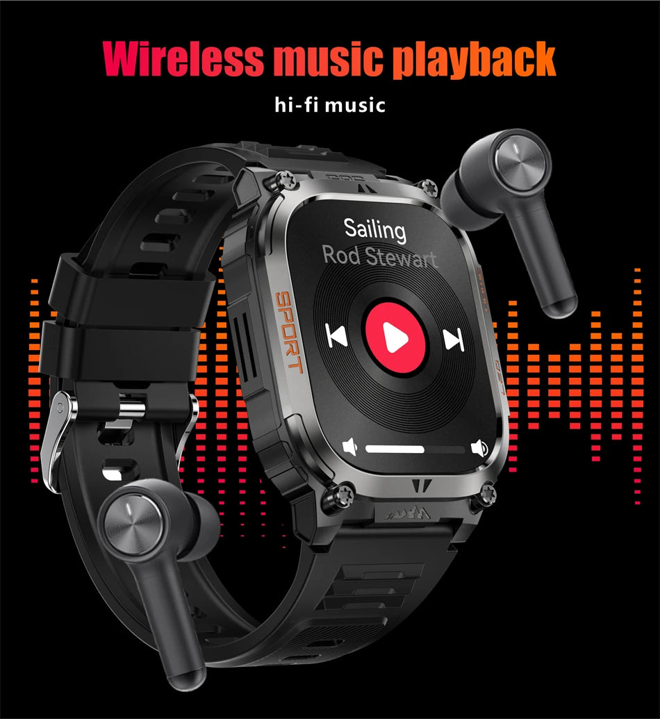 2025 New GPS Tracker Smart Watch Men LED Flashlight 1.96'' HD Screen Compass Watches Bluetooth Call Waterproof Sports Smartwatch