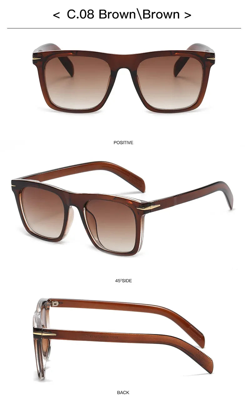 Vintage Square Sunglasses Men Anti-Blue Light Glasses Fashion Gradient Driving Shades Leopard Black Brand Oculos