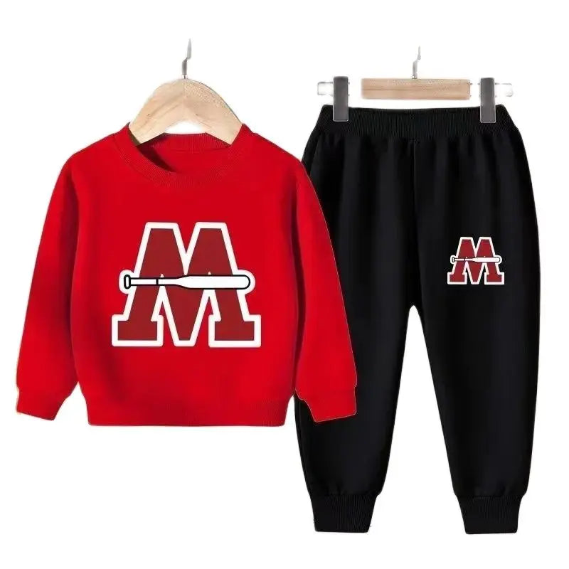 Autumn Kid Boy Clothes Set Children Girls Letter Printed Sweatshirts Pullover Top And Pants 2pc Suit Baby Top Bottom Tracksuits