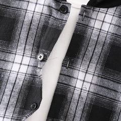 Boys Plaid Outfit Short Sleeves Button Down Hooded Shirt & Shorts Casual For Summer Kids Clothes