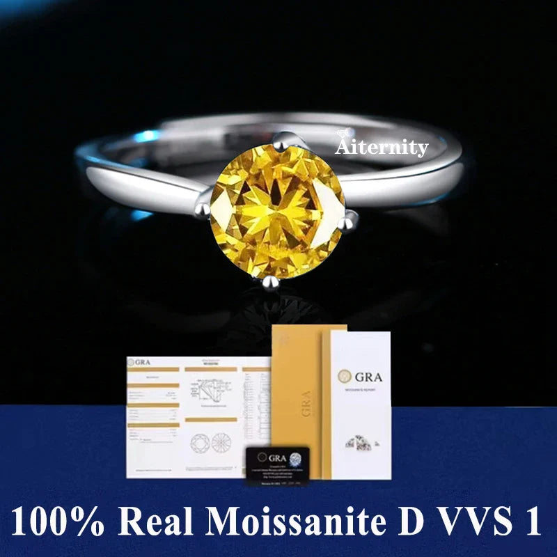 NEW 100% Real Moissanite Ring D VVS1 Pass Diamond Test Pen Adjustable Size S925 Sliver GRA Certificate Wedding Rings for Women