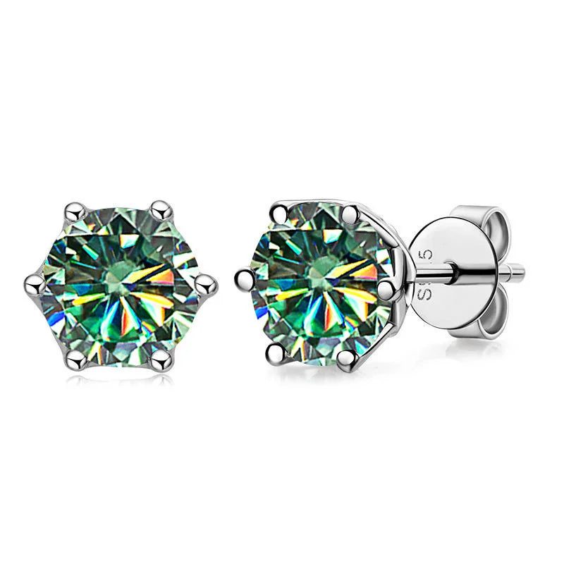 Butterflykiss Real 1 CT D Color Moissanite Stud Earrings For Women Top Quality 925 Sterling Silver Sparkling Wedding Jewelry