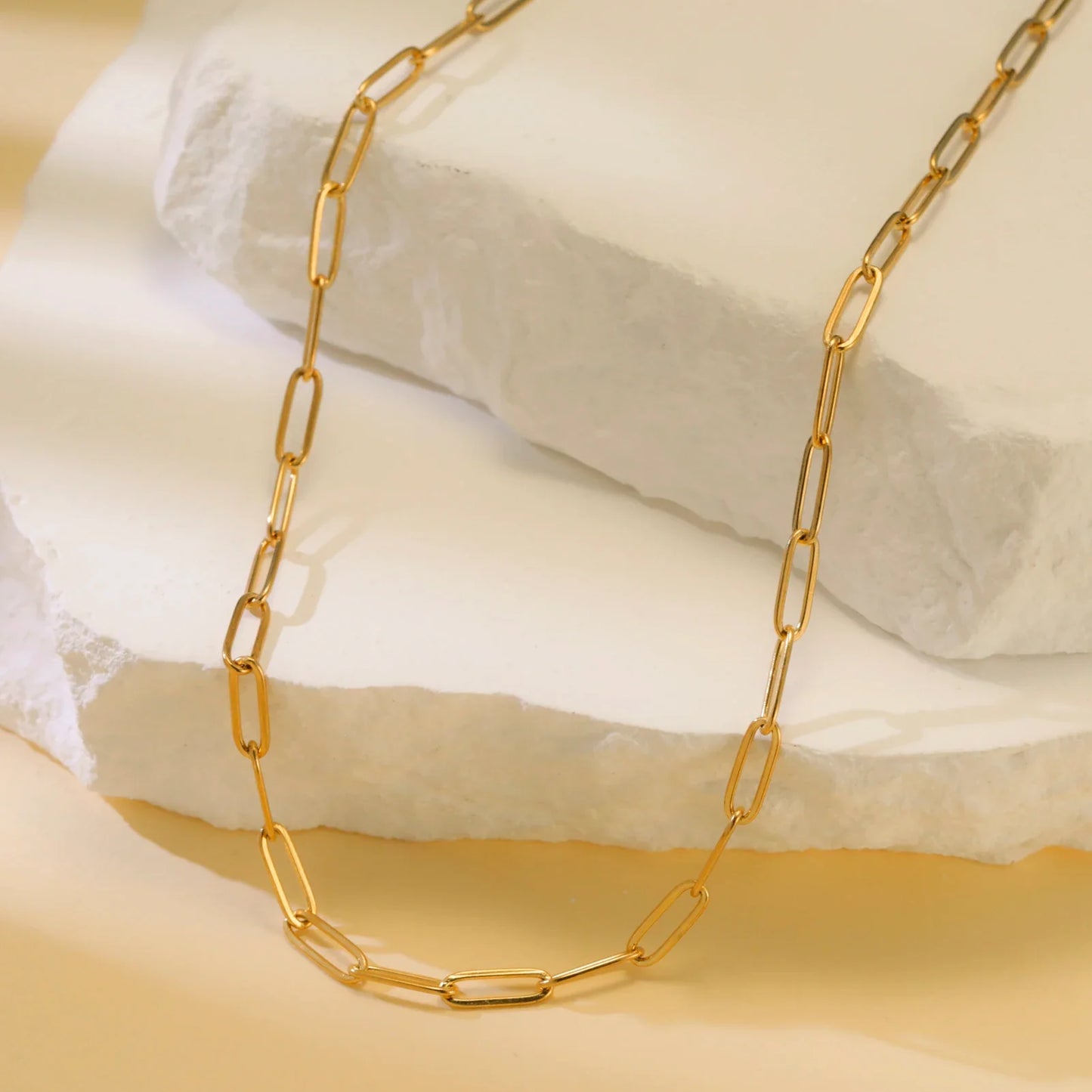 Skyrim Stainless Steel Gold Color Chain Necklace Women Minimalist Cuban Paperclip Twisted Snake Chain Fashion Jewelry Wholesale