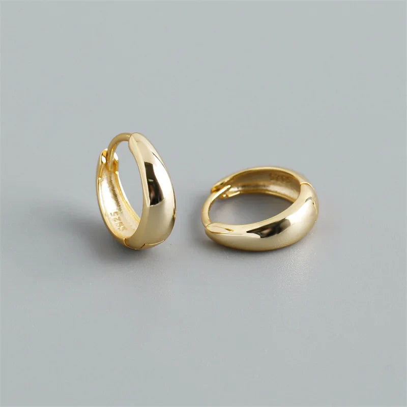 WANTME 925 Sterling Silver Simple Statement Matte Large Huggies Hoop Earrings for Men Women Fine Gothic Punk Charms S925 Jewelry